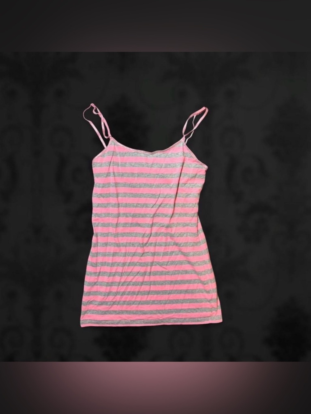 Women’s Pink and Gray Striped Cami Tank Top